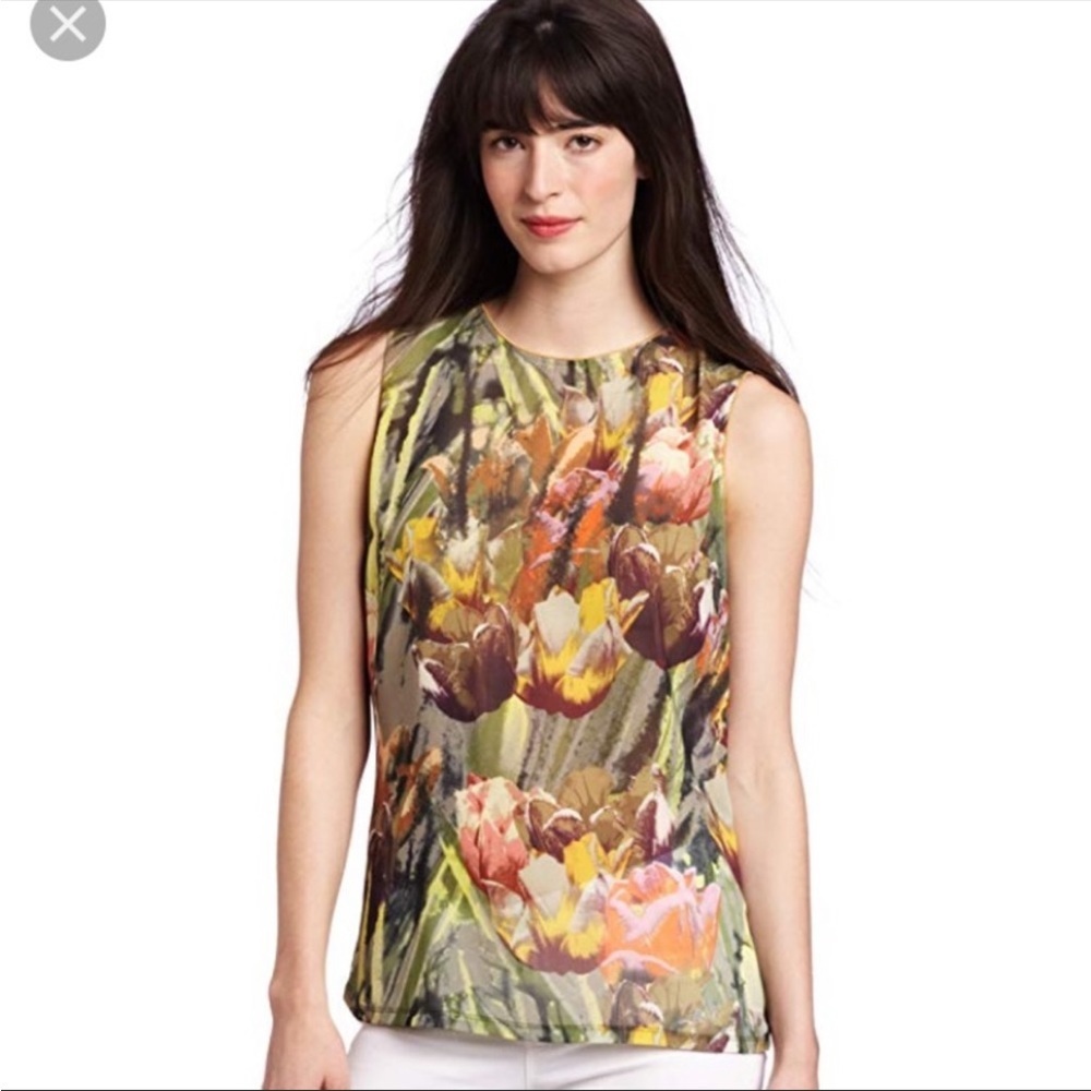Ted Baker London Auror Tulip Floral Print Sleeveless Top Womens 1 US 4 Small